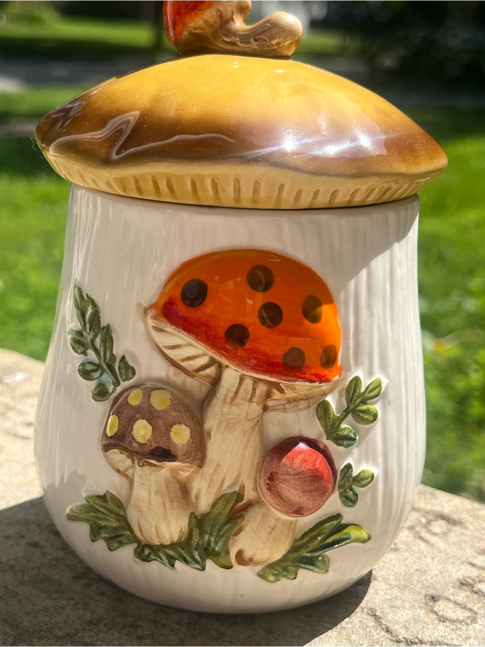 Vintage 1988 Sears Roebuck Mushroom Canister Made in Japan Ceramic Cottagecore